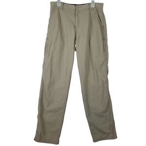 REI Sahara Men 34x34 Hiking Pants Khaki Tan Nylon UPF 50+ Outdoor Cargo Trousers